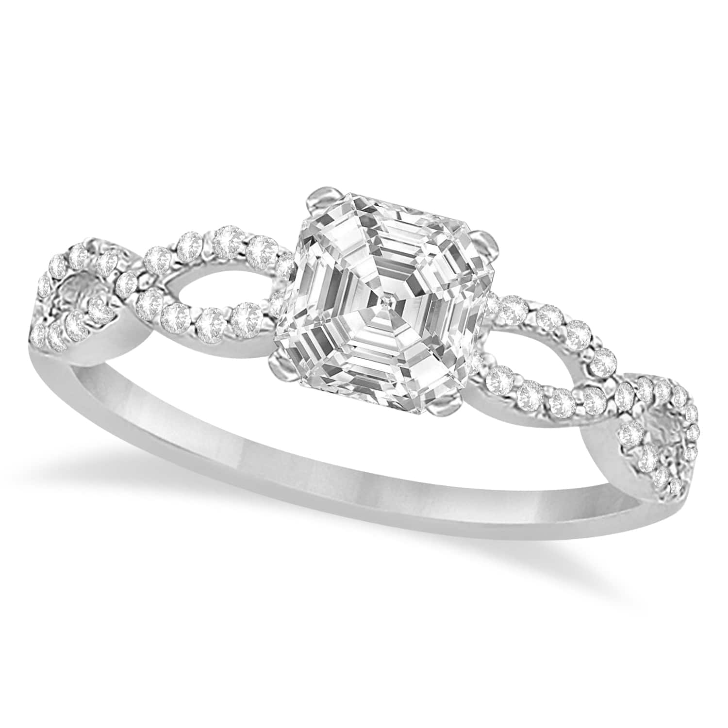 Infinity Asscher-Cut Lab Grown Diamond Engagement Ring 14k White Gold (0.75ct)