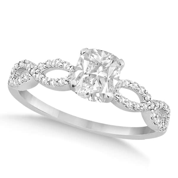 Infinity Cushion-Cut Diamond Engagement Ring 18k White Gold (0.75ct)