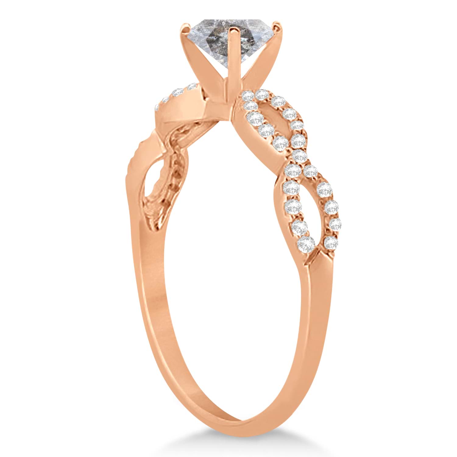Infinity Cushion-Cut Salt & Pepper Diamond Engagement Ring 14k Rose Gold (0.75ct)