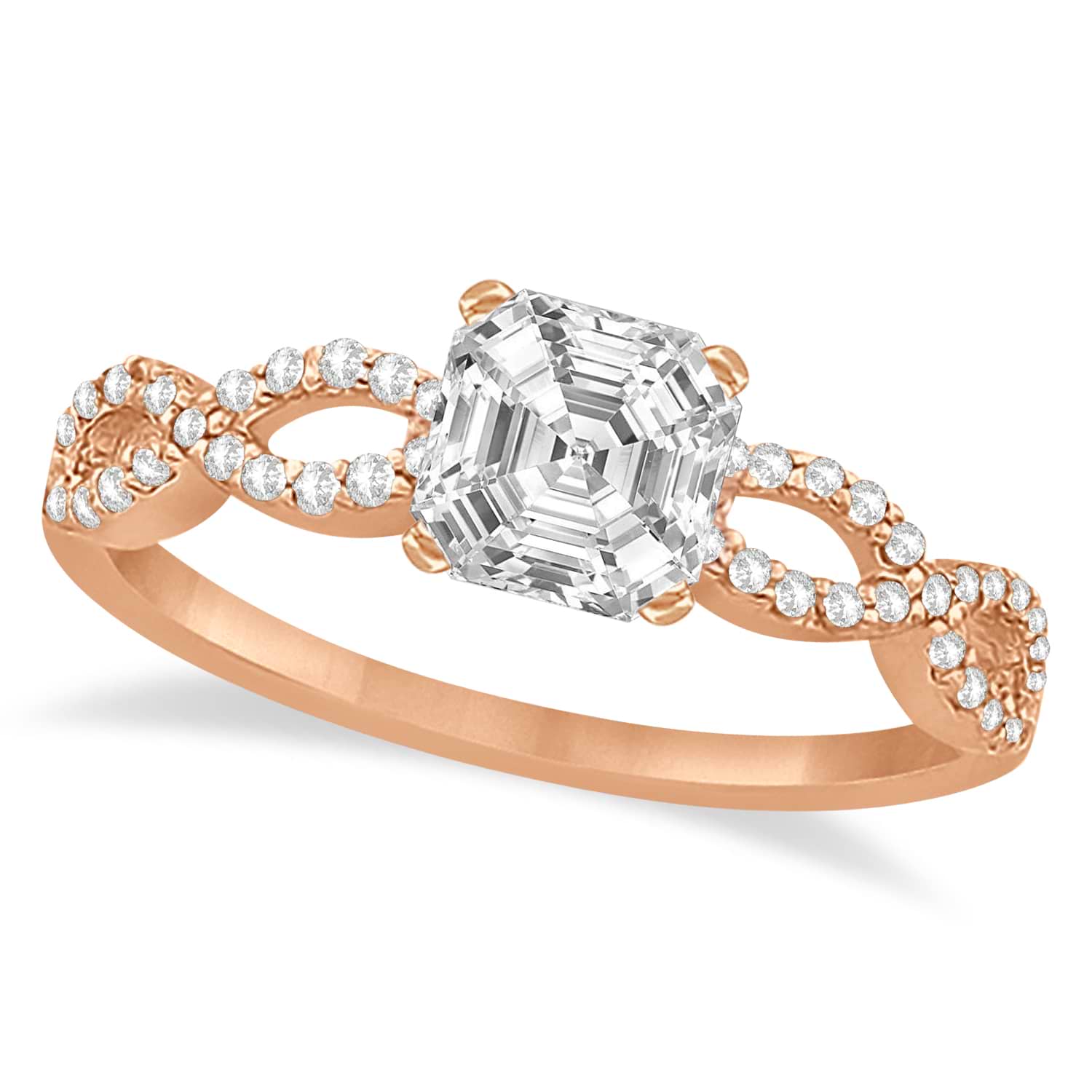 Infinity Asscher-Cut Diamond Engagement Ring 14k Rose Gold (1.00ct)