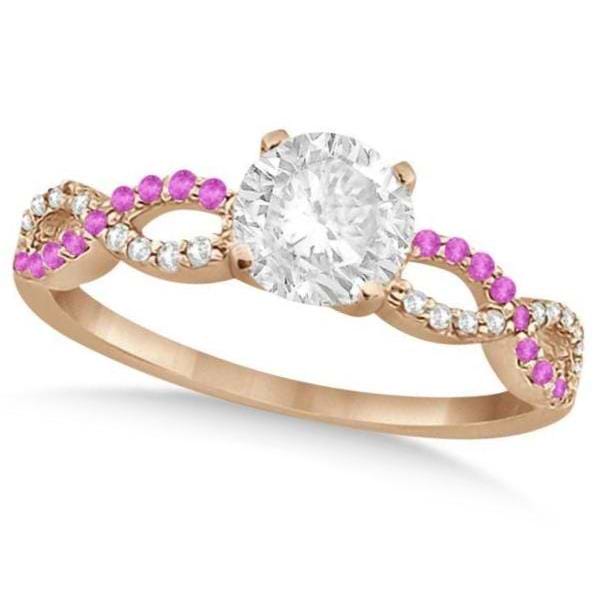 Infinity Round Diamond Pink Sapphire Engagement Ring 14k Rose Gold (1.00ct)