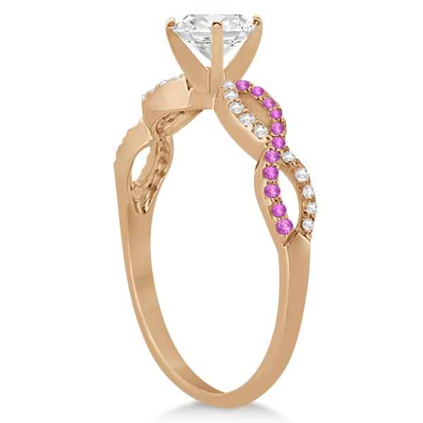 Infinity Round Diamond Pink Sapphire Engagement Ring 14k Rose Gold (1.00ct)