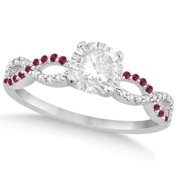 Infinity Round Diamond Ruby Engagement Ring 14k White Gold (1.00ct)