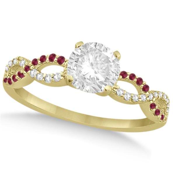 Infinity Round Diamond Ruby Engagement Ring 14k Yellow Gold (1.00ct)