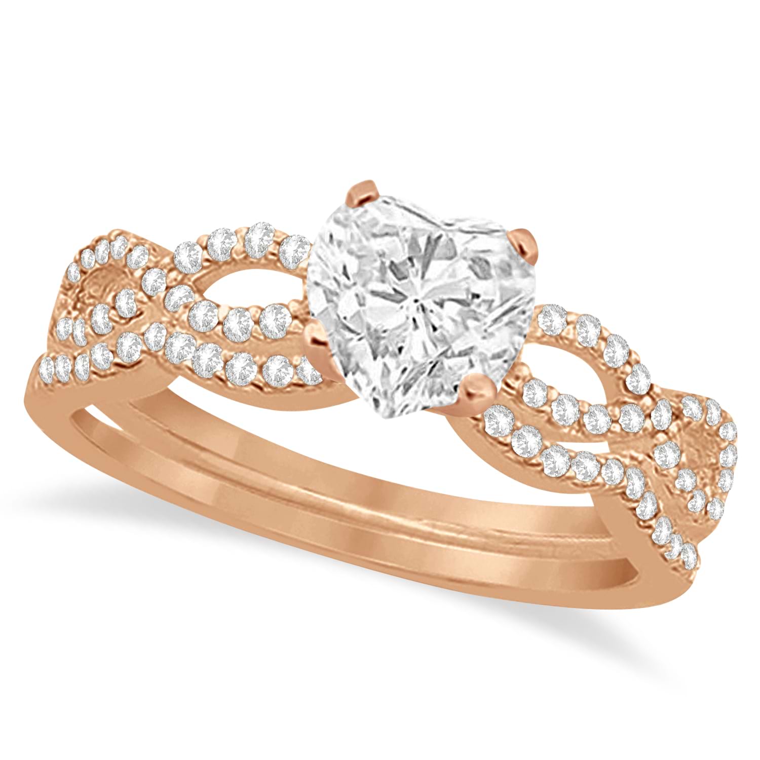 Twisted Infinity Heart Diamond Bridal Set 14k Rose Gold (0.63ct)