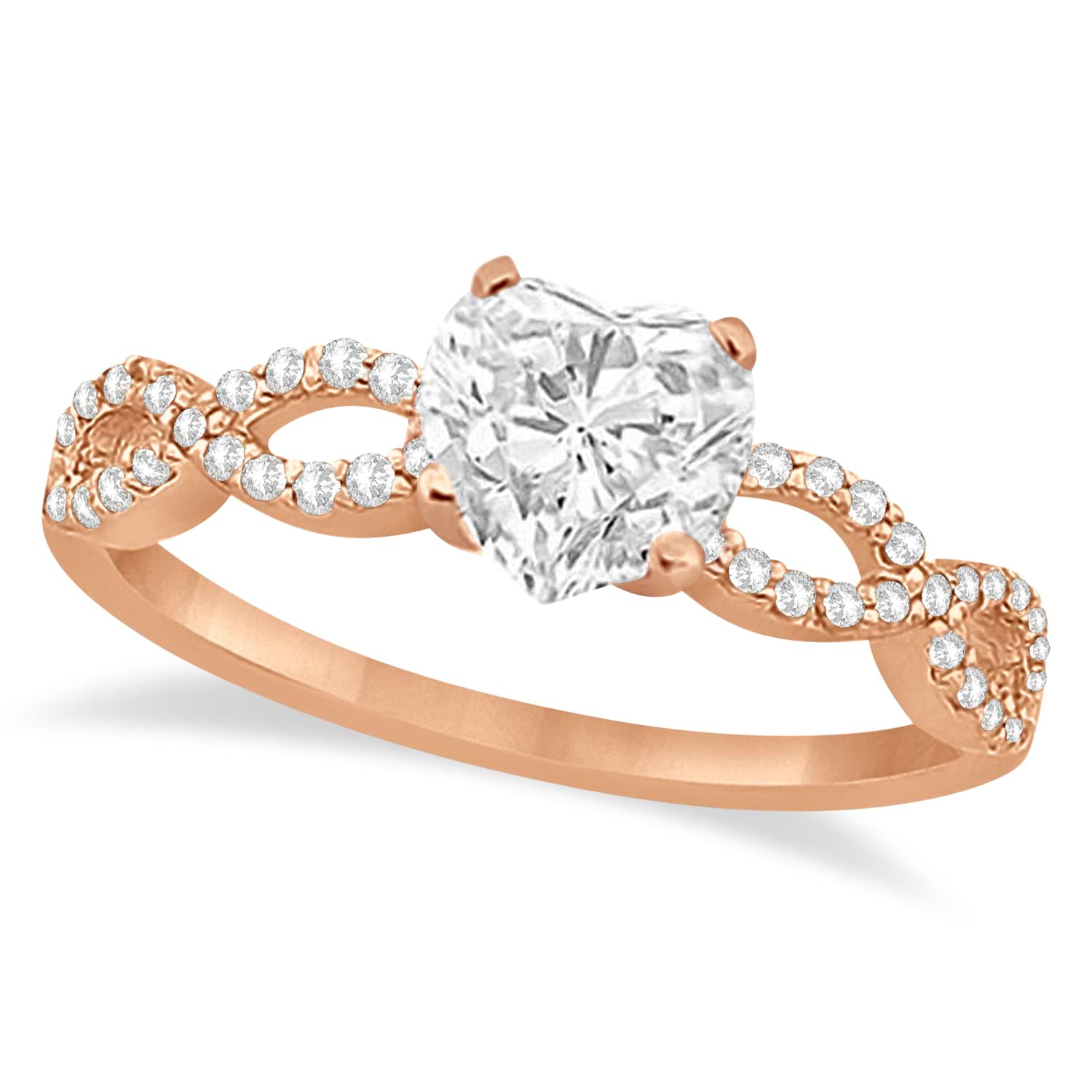 Twisted Infinity Heart Diamond Bridal Set 18k Rose Gold (0.88ct)