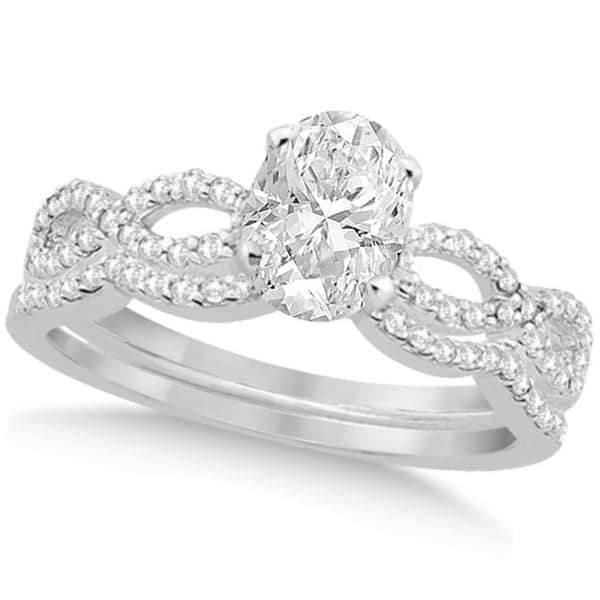 Twisted Infinity Oval Lab Grown Diamond Bridal Set Platinum (0.88ct)