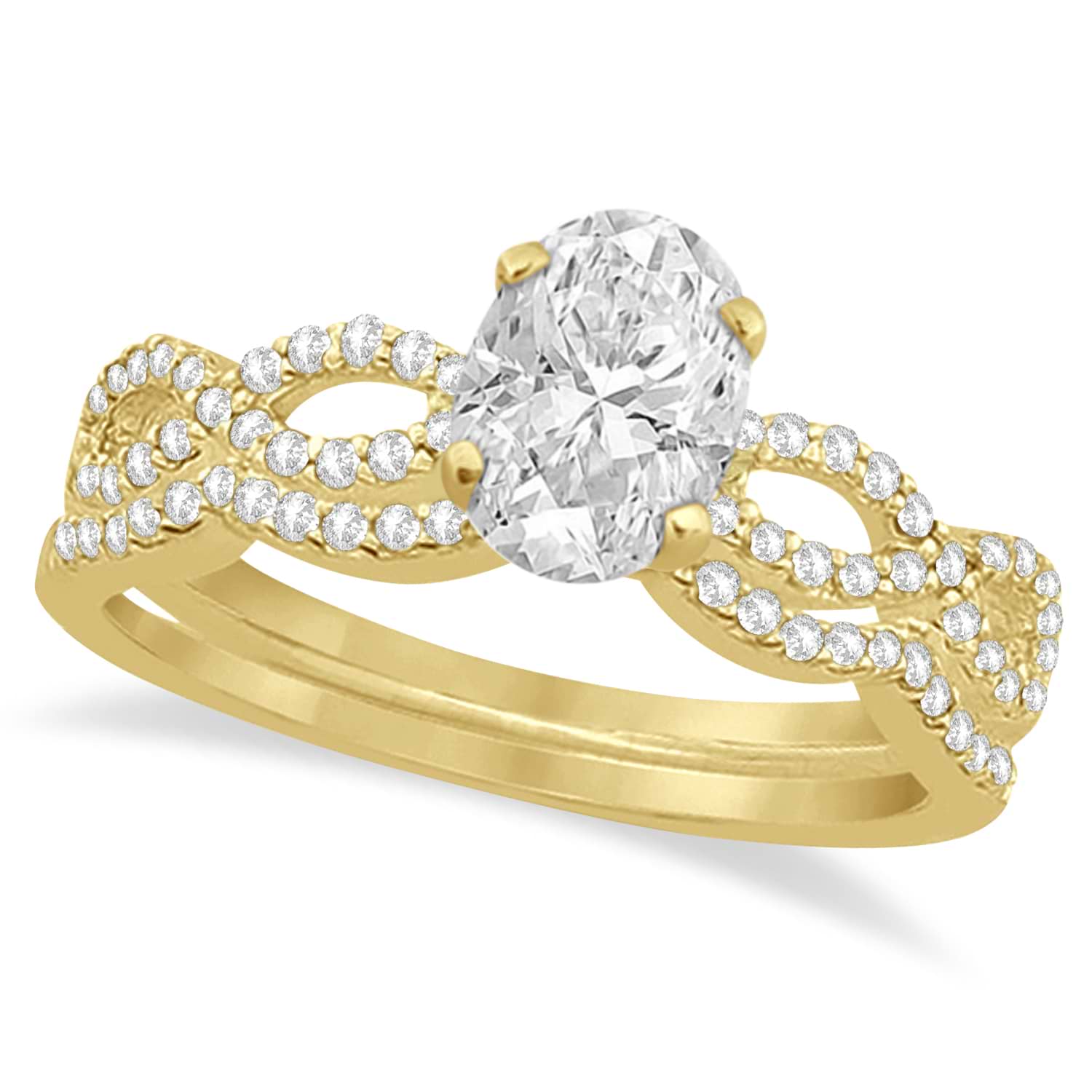 Twisted Infinity Oval Lab Grown Diamond Bridal Set 14k Yellow Gold (1.13ct)