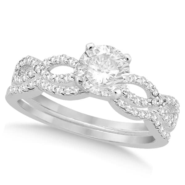 Twisted Infinity Round Diamond Bridal Ring Set 18k White Gold (1.63ct)