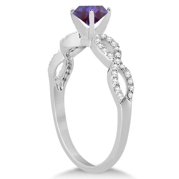 Infinity Style Alexandrite & Diamond Bridal Set 14k White Gold 1.29ct