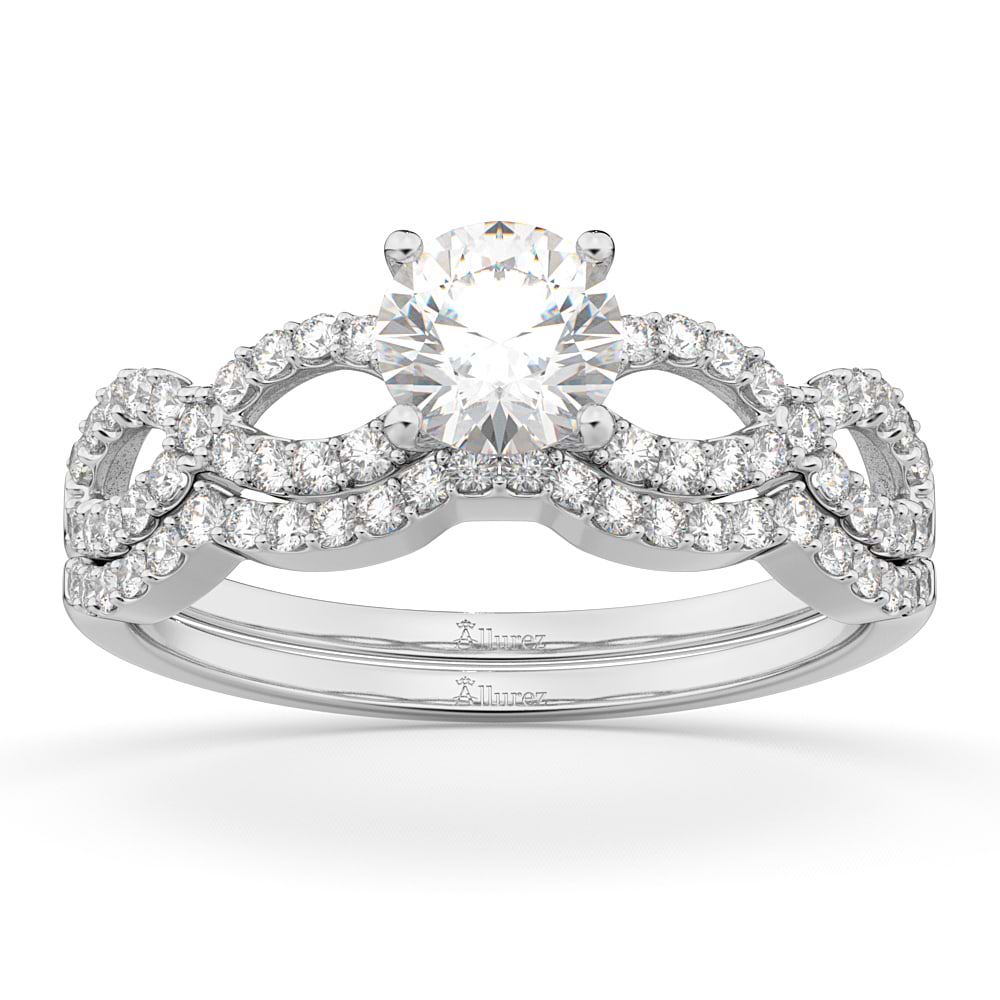 Infinity Twisted Diamond Matching Bridal Set 14K White Gold (0.34ct)