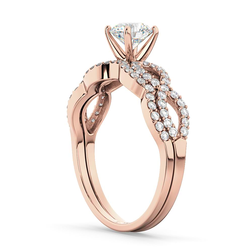 Infinity Twisted Diamond Matching Bridal Set in 18K Rose Gold (0.34ct)