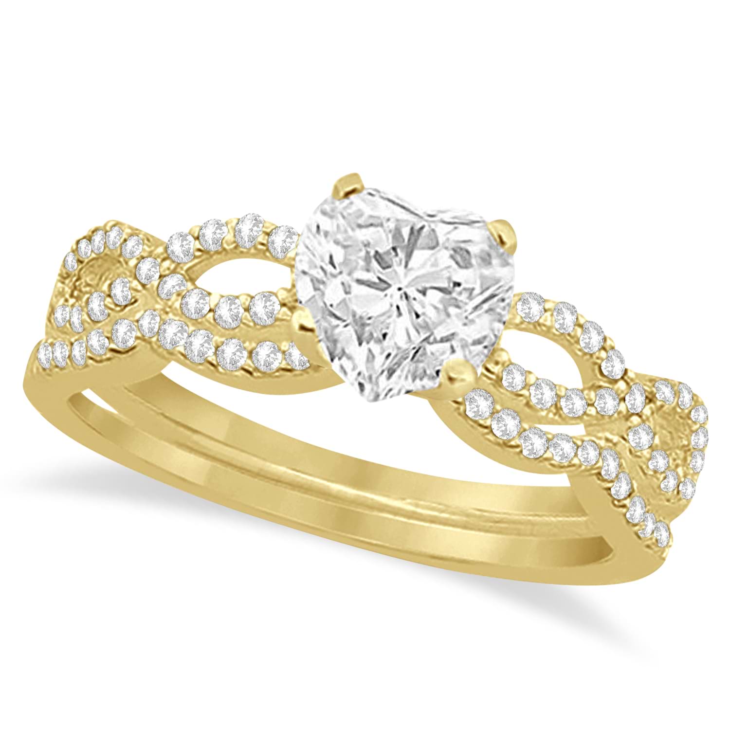 Twisted Infinity Heart Diamond Bridal Set 18k Yellow Gold (2.13ct)