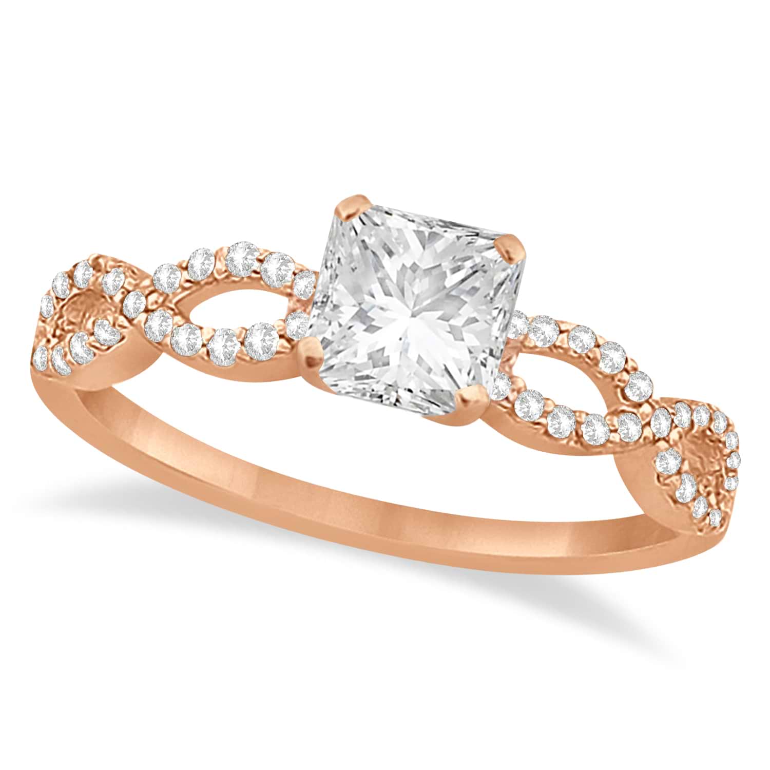 Twisted Infinity Princess Diamond Bridal Set 14k Rose Gold (2.13ct)