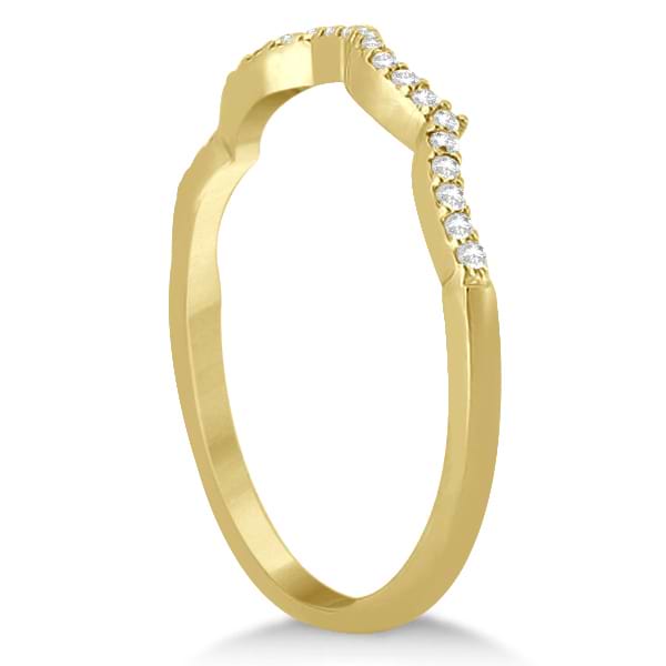 Infinity Round Diamond Blue Sapphire Bridal Set 14k Yellow Gold (0.63ct)