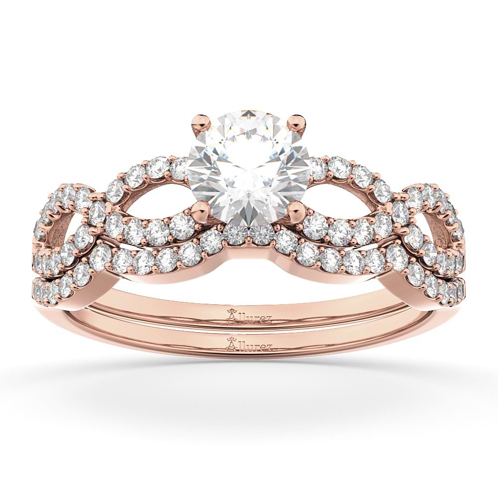 Infinity Twisted Lab Grown Diamond Matching Bridal Set in 18K Rose Gold (0.34ct)