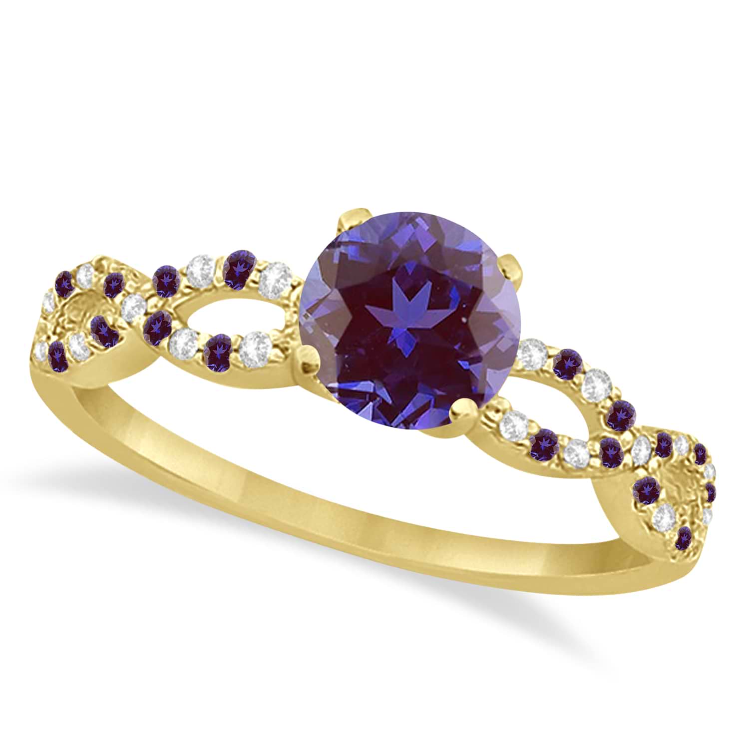 Diamond & Alexandrite Infinity Engagement Ring 14K Yellow Gold 1.45ct