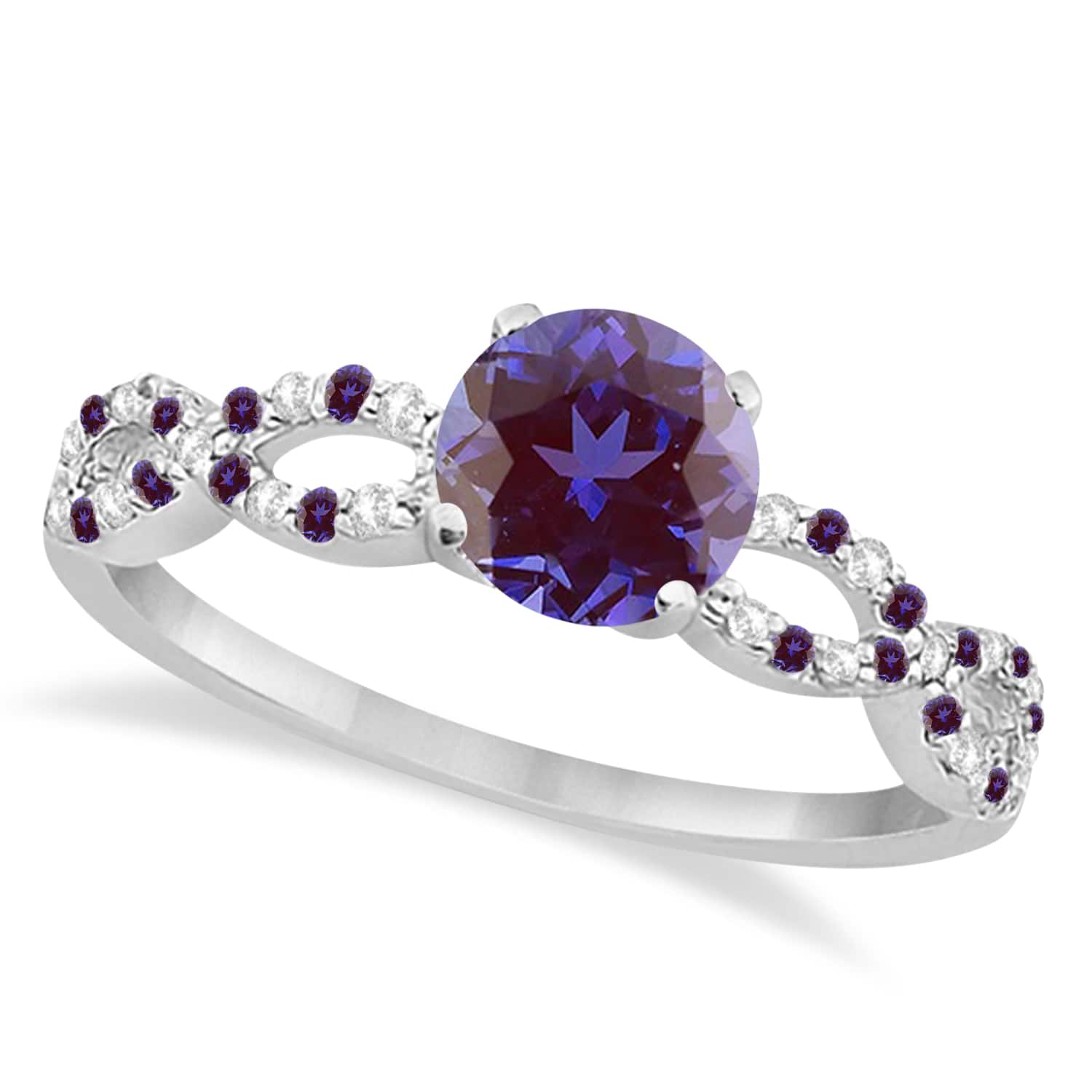 Infinity Diamond & Alexandrite Engagement Ring Palladium 1.05ct