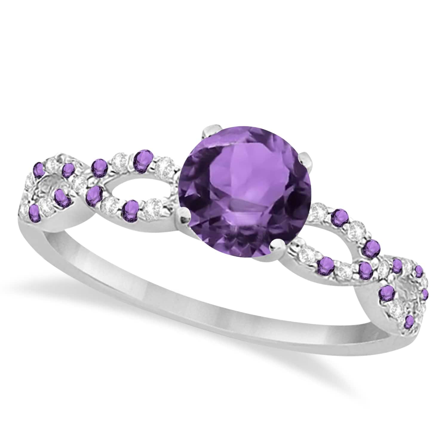 Infinity Diamond & Amethyst Engagement Ring Palladium 1.05ct