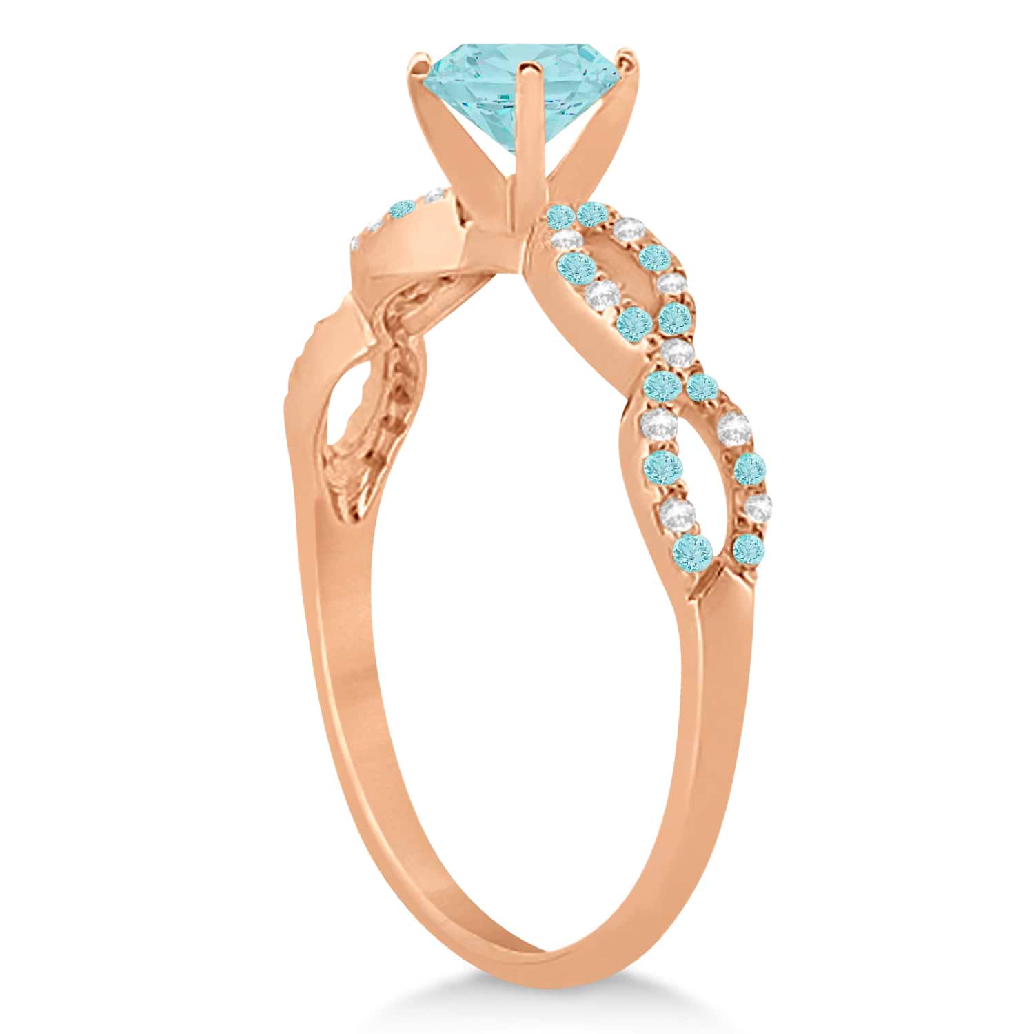 Diamond & Aquamarine Infinity Style Bridal Set 14k Rose Gold 2.24ct