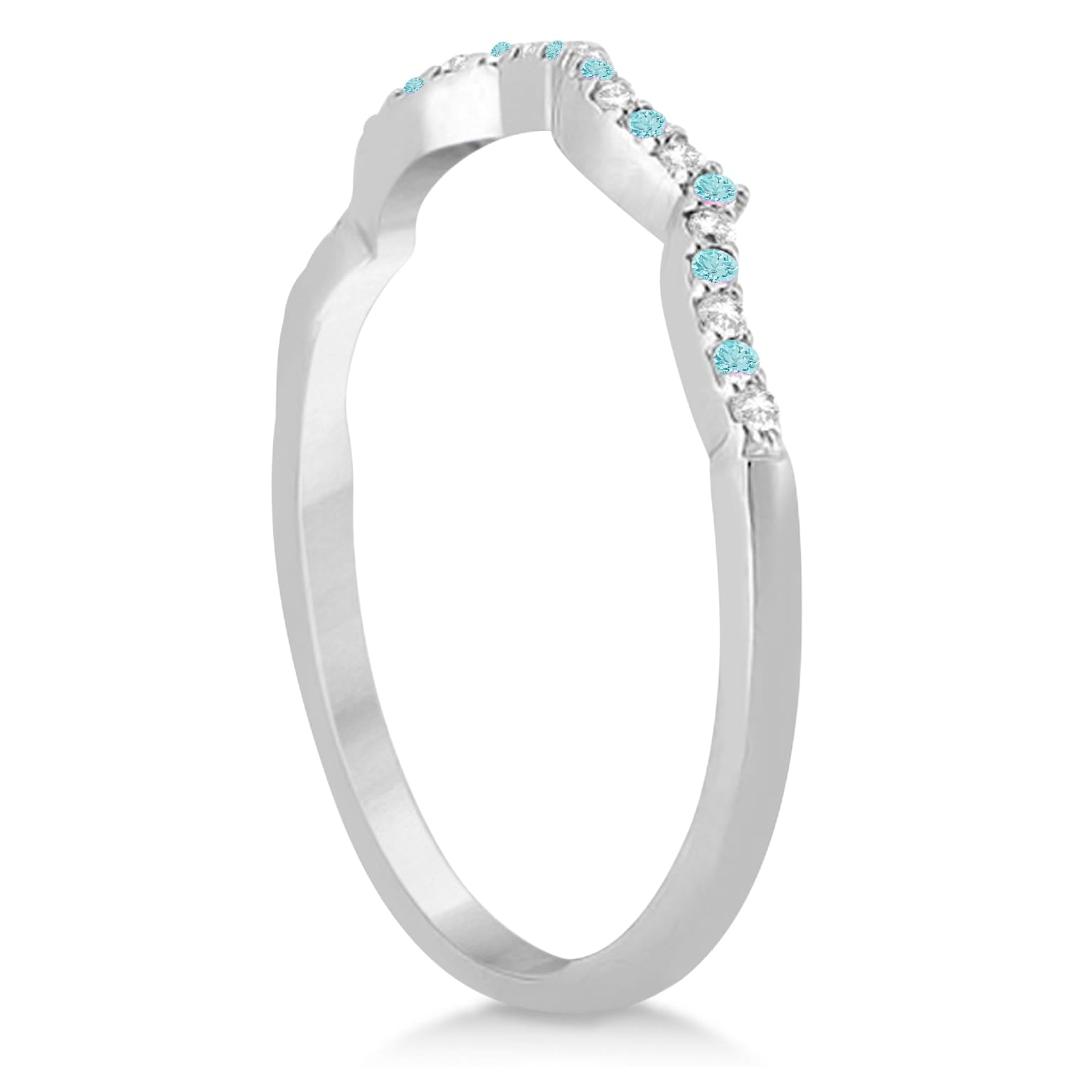 Infinity Style Aquamarine & Diamond Bridal Set 14k White Gold 1.14ct