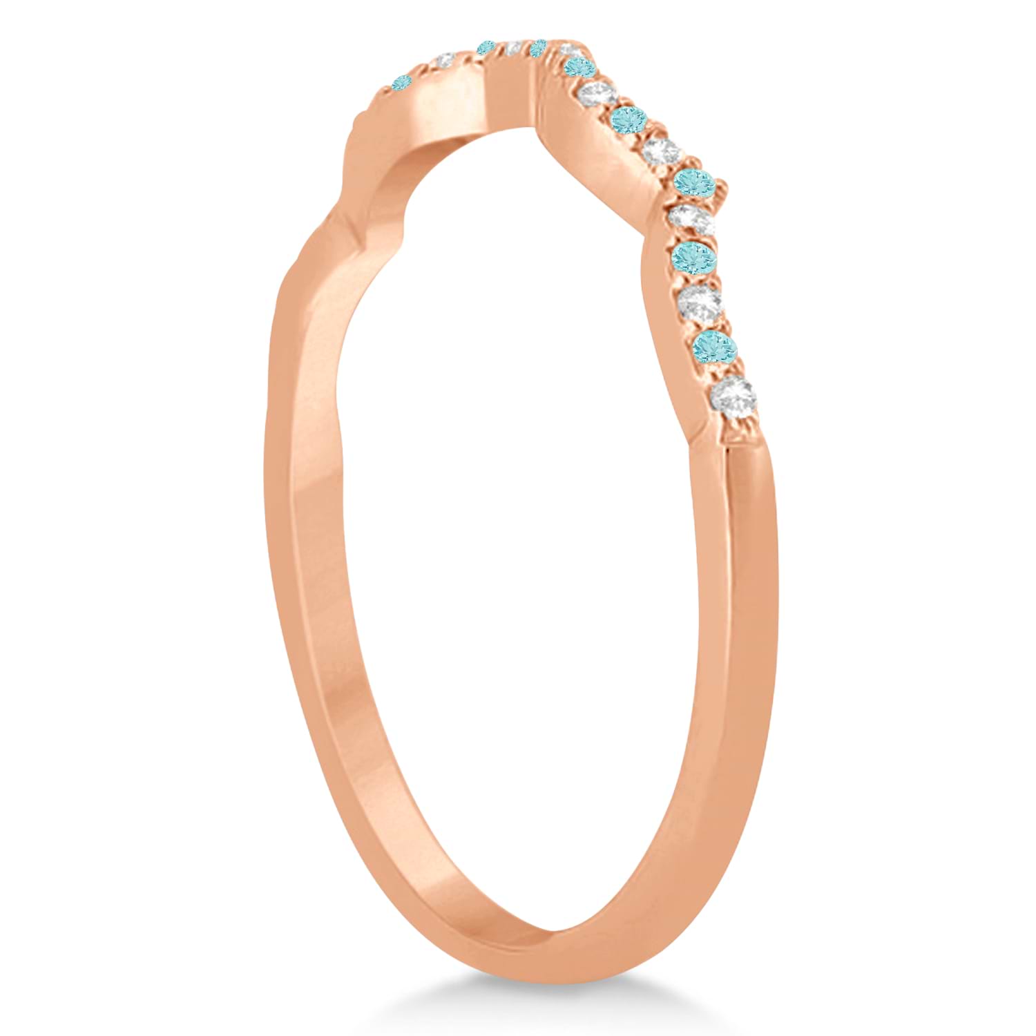 Diamond & Aquamarine Infinity Style Bridal Set 18k Rose Gold 2.24ct