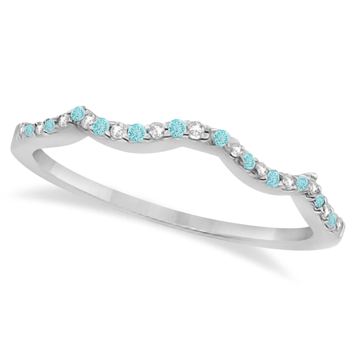 Diamond & Aquamarine Infinity Style Bridal Set 18k White Gold 2.24ct