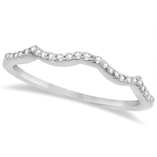 Contour Lab Grown Diamond Accented Wedding Band 18K White Gold (0.13ct)