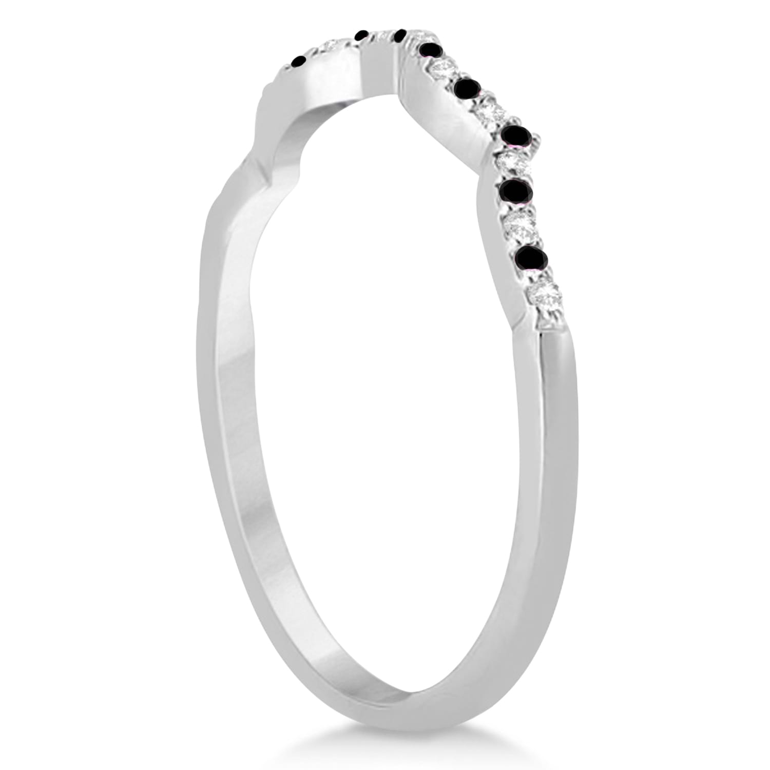 Infinity Style Black Diamond & Diamond Bridal Set Platinum 0.85ct