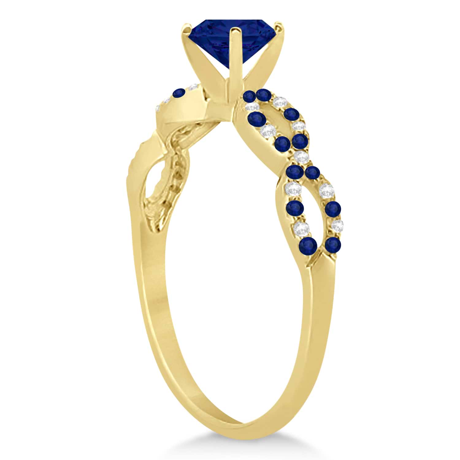 Diamond & Blue Sapphire Infinity Style Bridal Set 14k Yellow Gold 2.24ct
