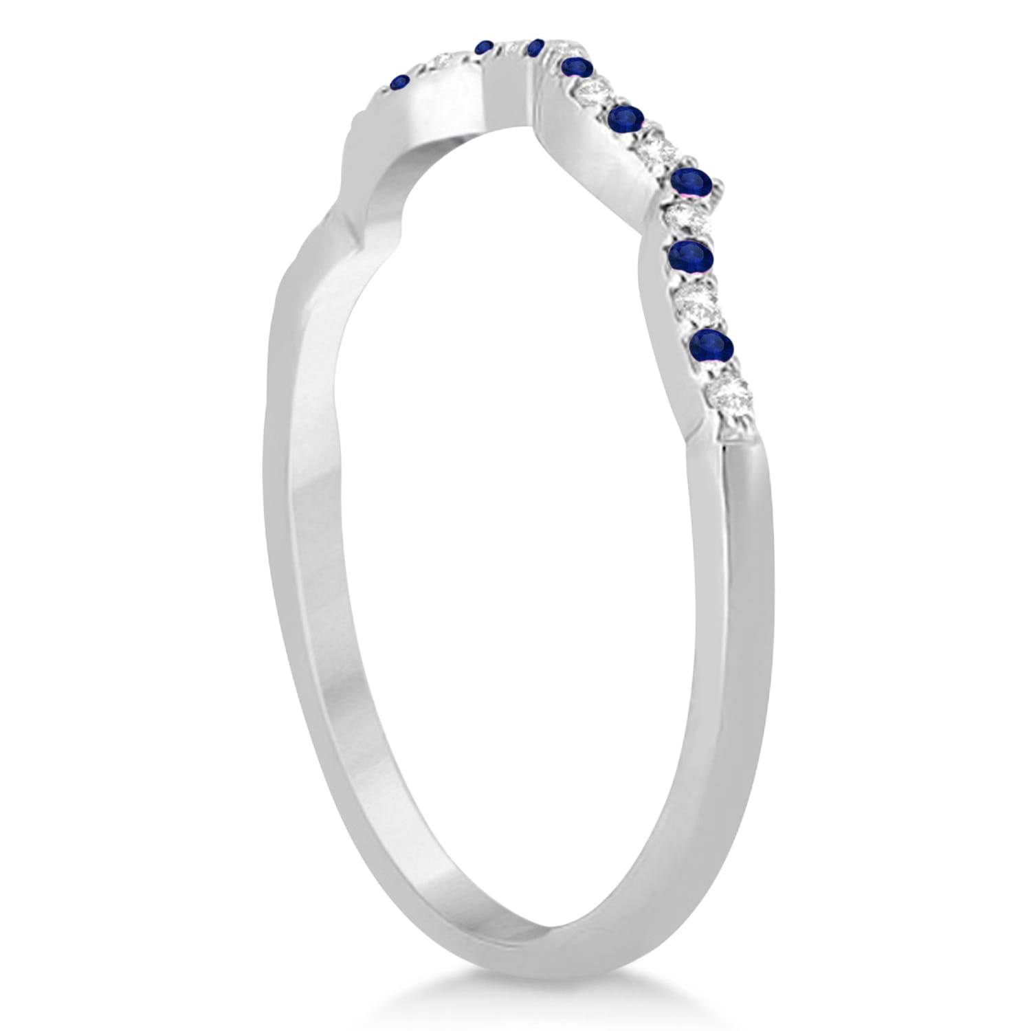 Infinity Style Blue Sapphire & Diamond Bridal Set Palladium 1.29ct