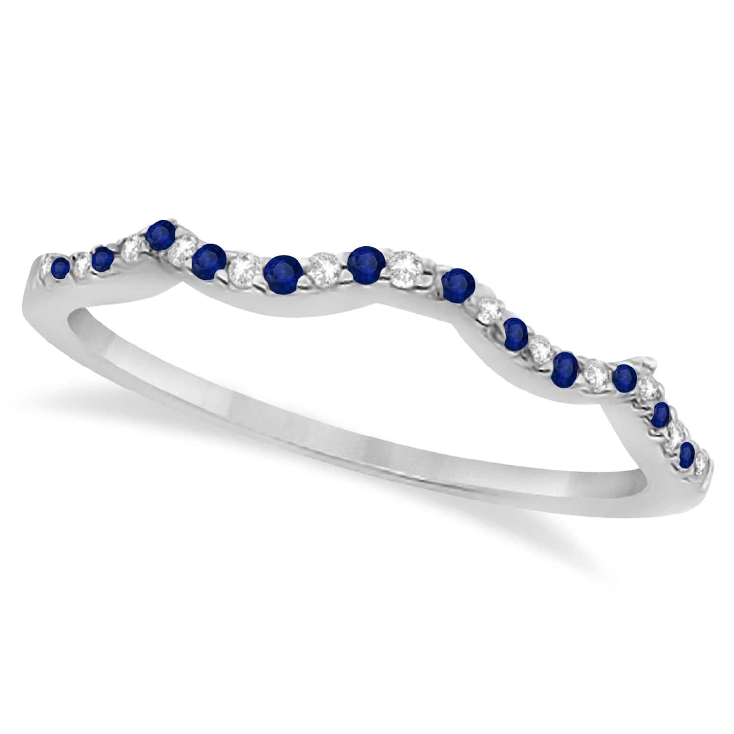 Diamond & Blue Sapphire Infinity Style Bridal Set Palladium 2.24ct
