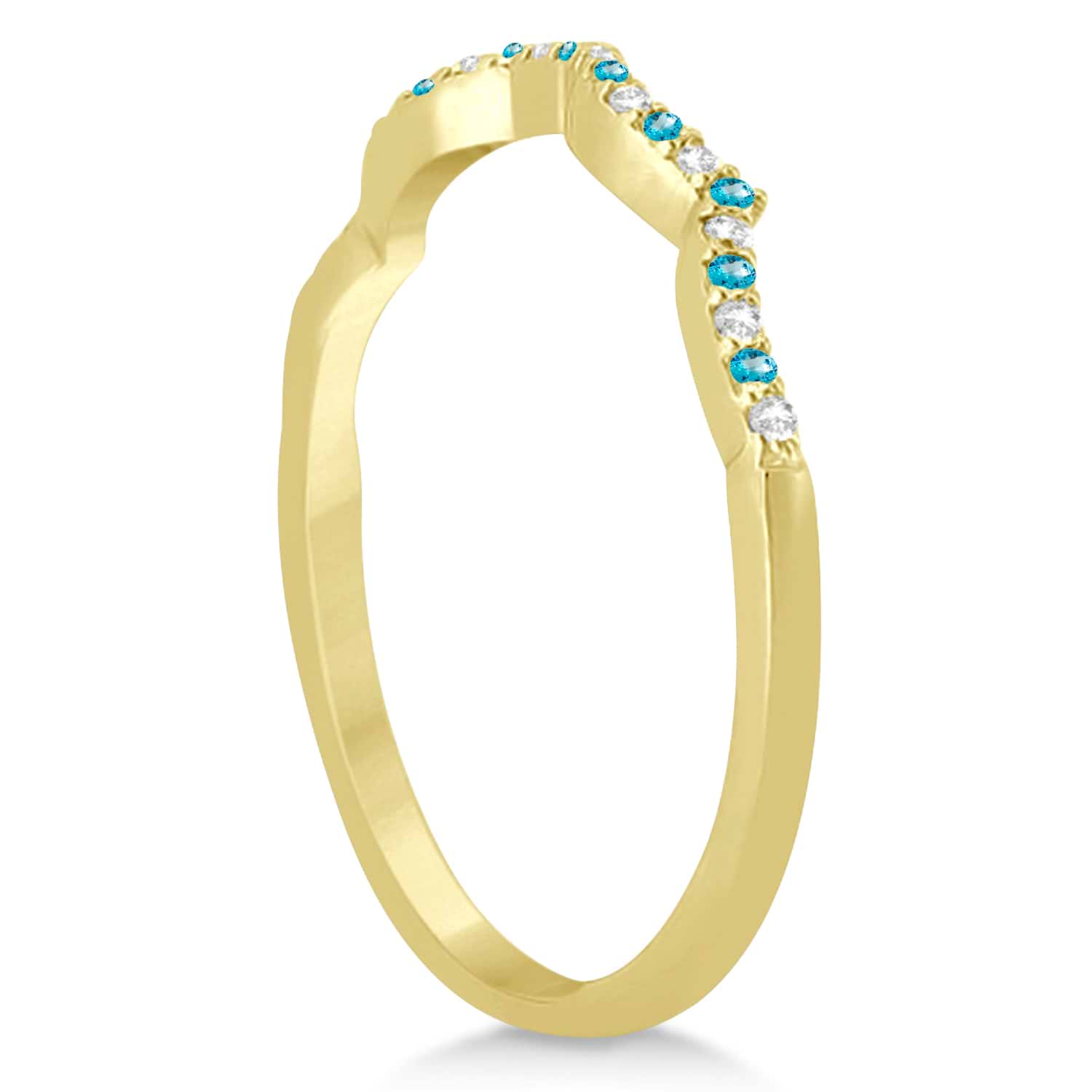 Diamond & Blue Topaz Infinity Style Bridal Set 18k Yellow Gold 2.19ct