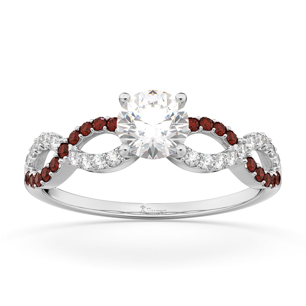 Infinity Diamond & Garnet Gemstone Engagement Ring Platinum (0.21ct)