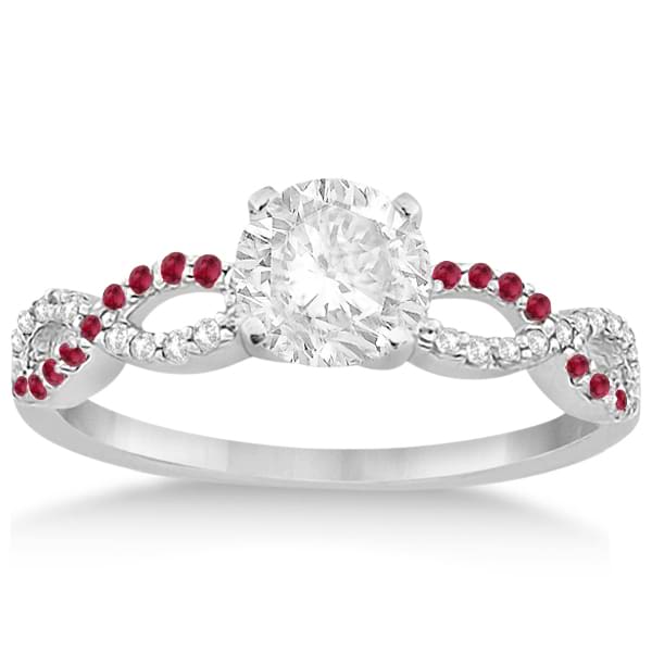 Infinity Diamond & Ruby Gemstone Engagement Ring 14K White Gold 0.21ct