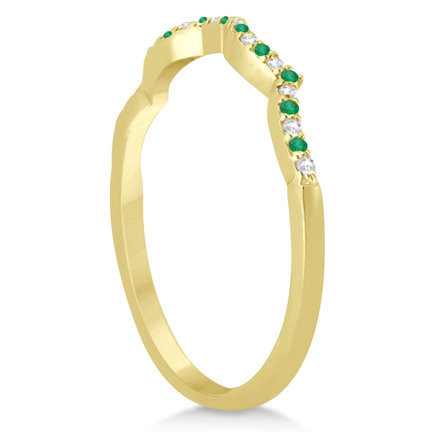 Diamond & Emerald Infinity Style Bridal Set 14k Yellow Gold 2.34ct