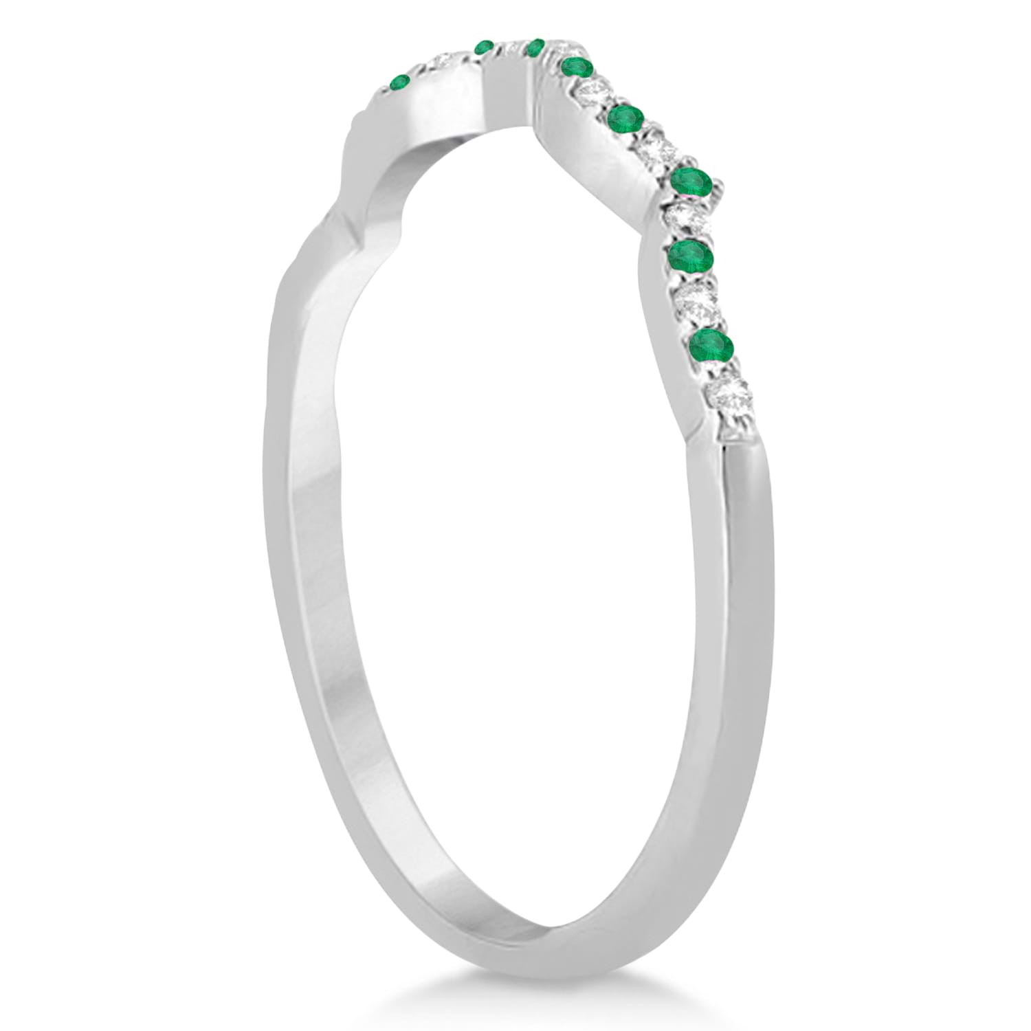 Diamond & Emerald Infinity Style Bridal Set 18k White Gold 2.34ct
