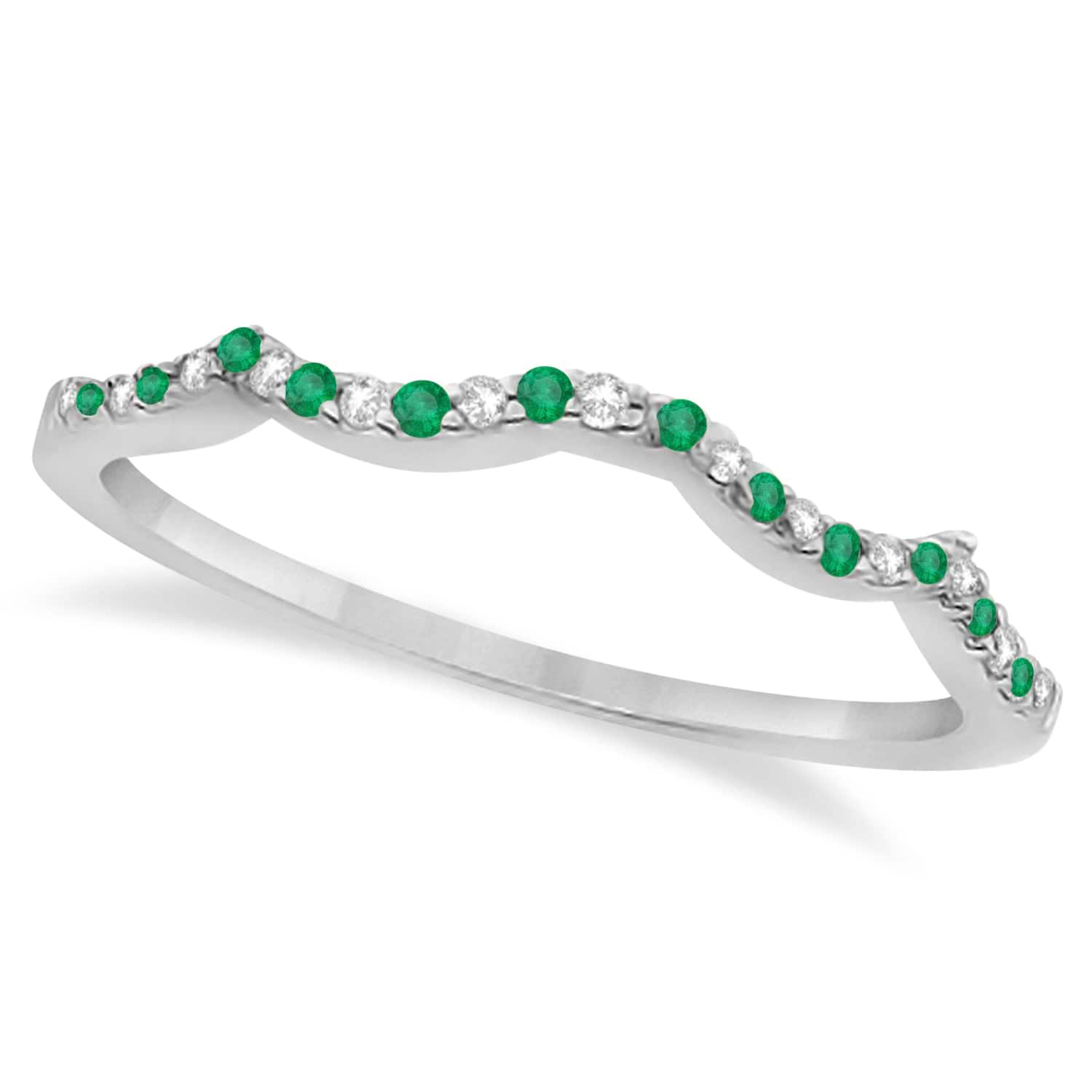 Infinity Style Emerald & Diamond Bridal Set Platinum 0.85ct