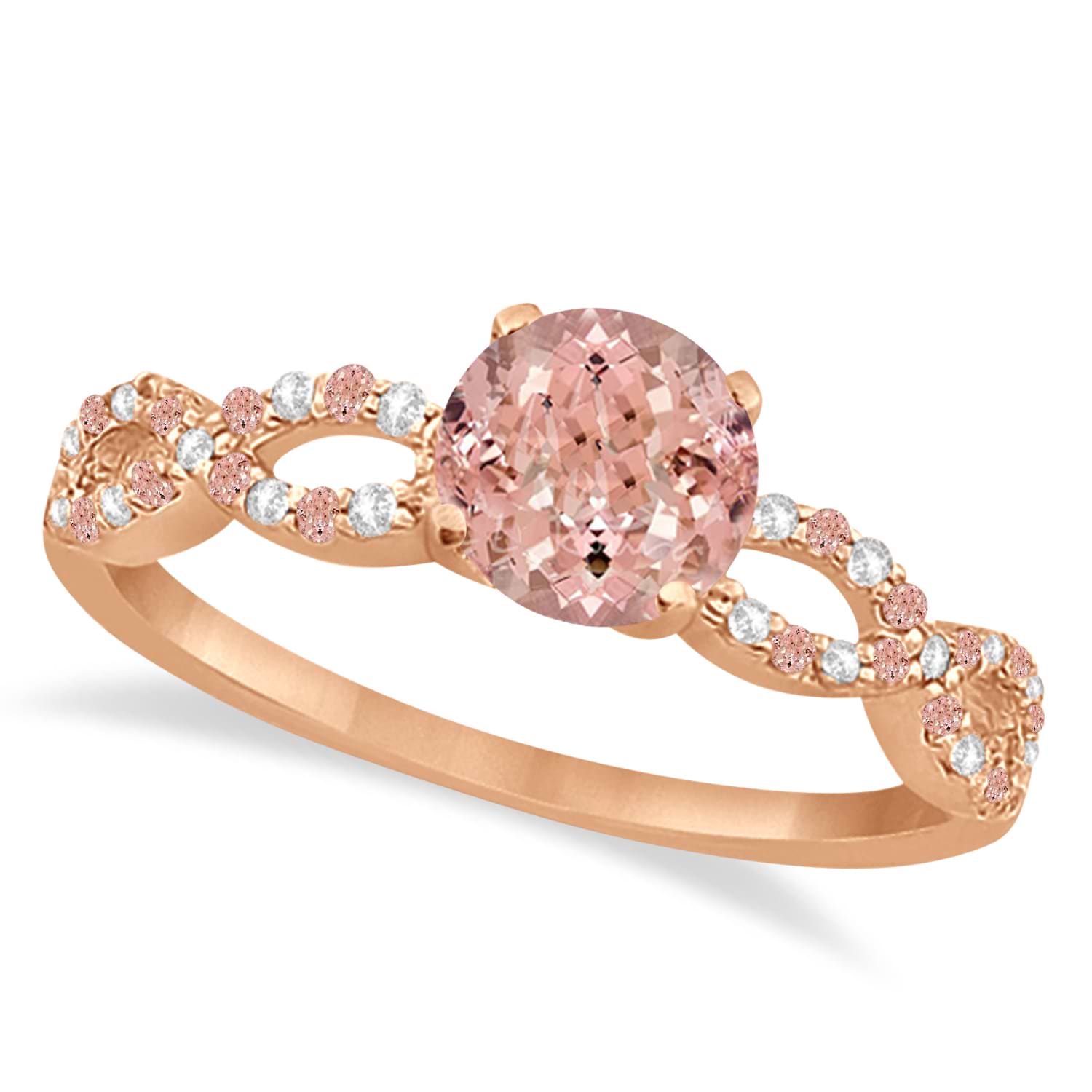 Infinity Diamond & Morganite Engagement Ring 18K Rose Gold 1.05ct
