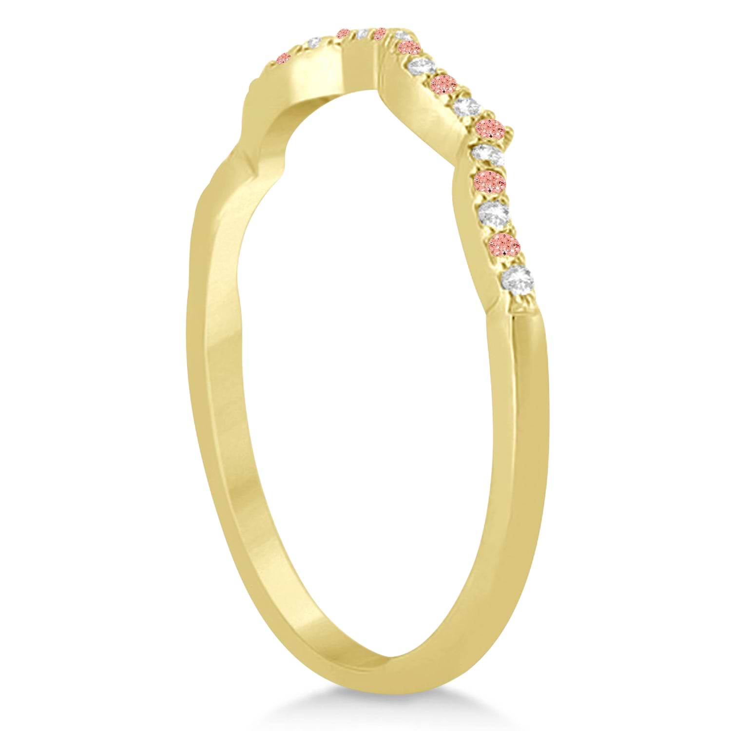 Infinity Style Morganite & Diamond Bridal Set 14k Yellow Gold 1.29ct