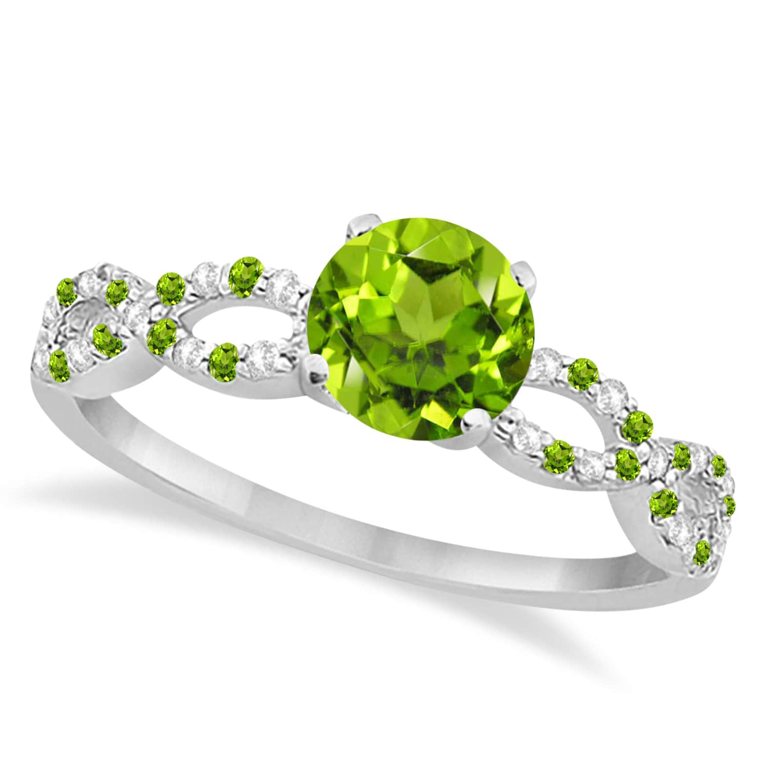 Diamond & Peridot Infinity Engagement Ring Palladium 1.65ct