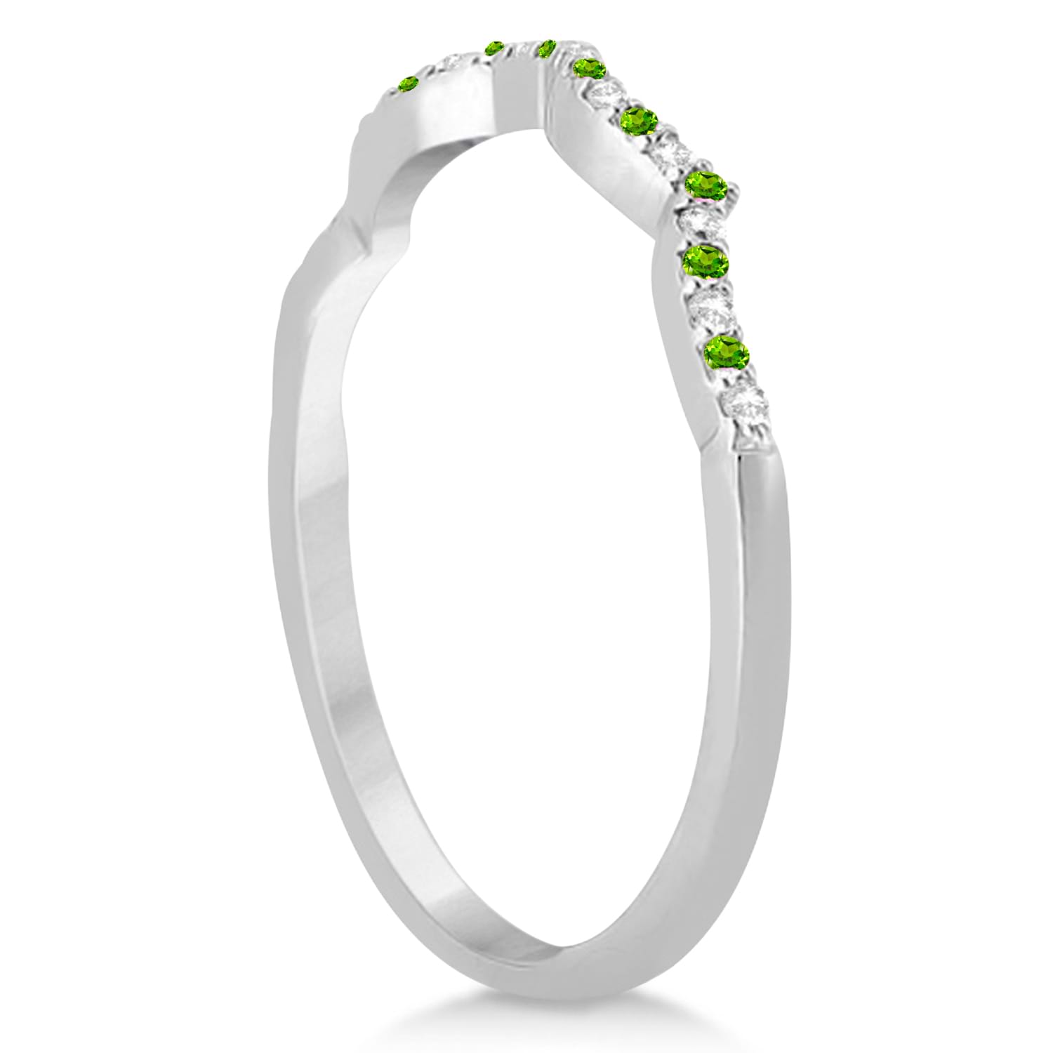 Infinity Style Peridot & Diamond Bridal Set Palladium 0.85ct