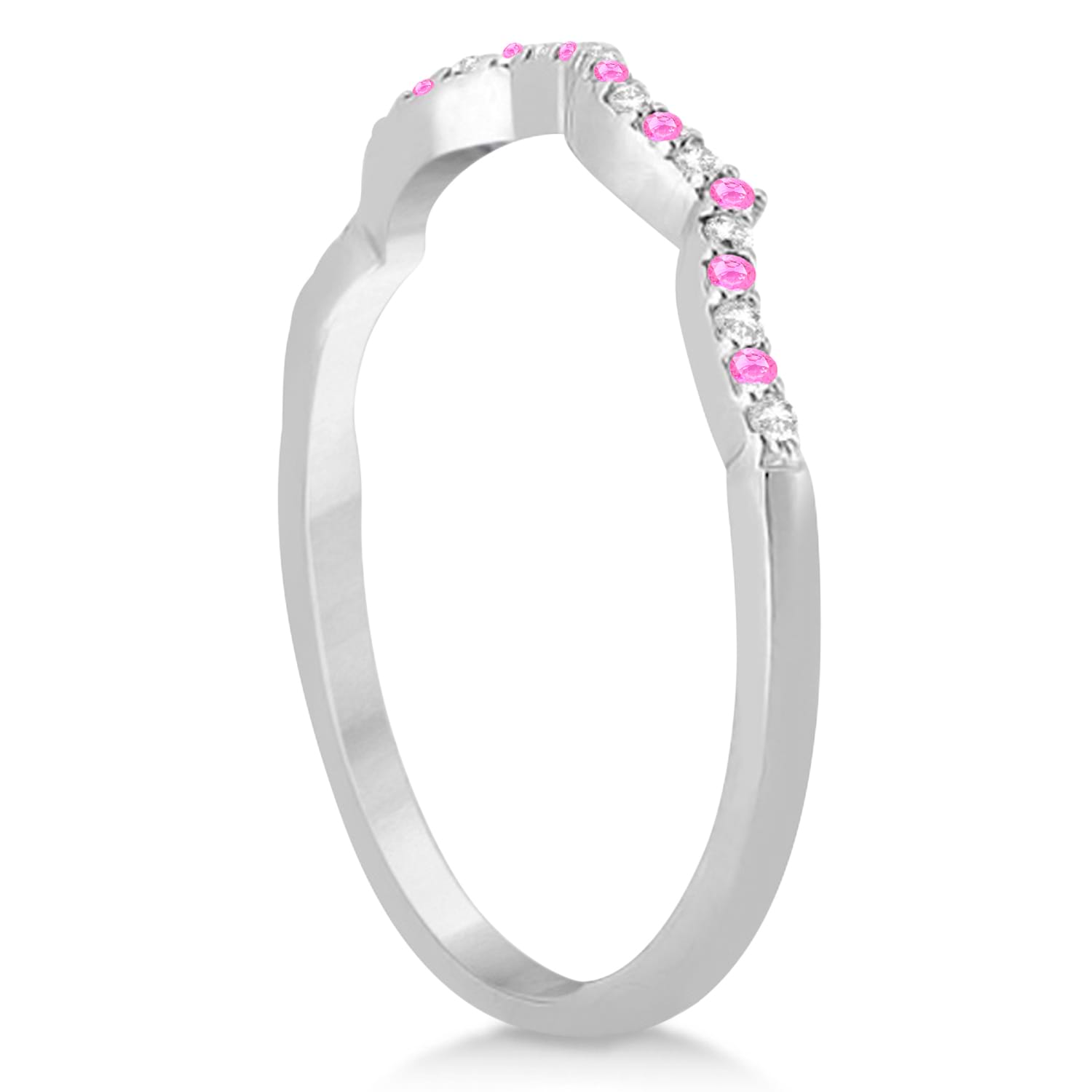 Diamond & Pink Sapphire Infinity Style Bridal Set 18k White Gold 2.24ct