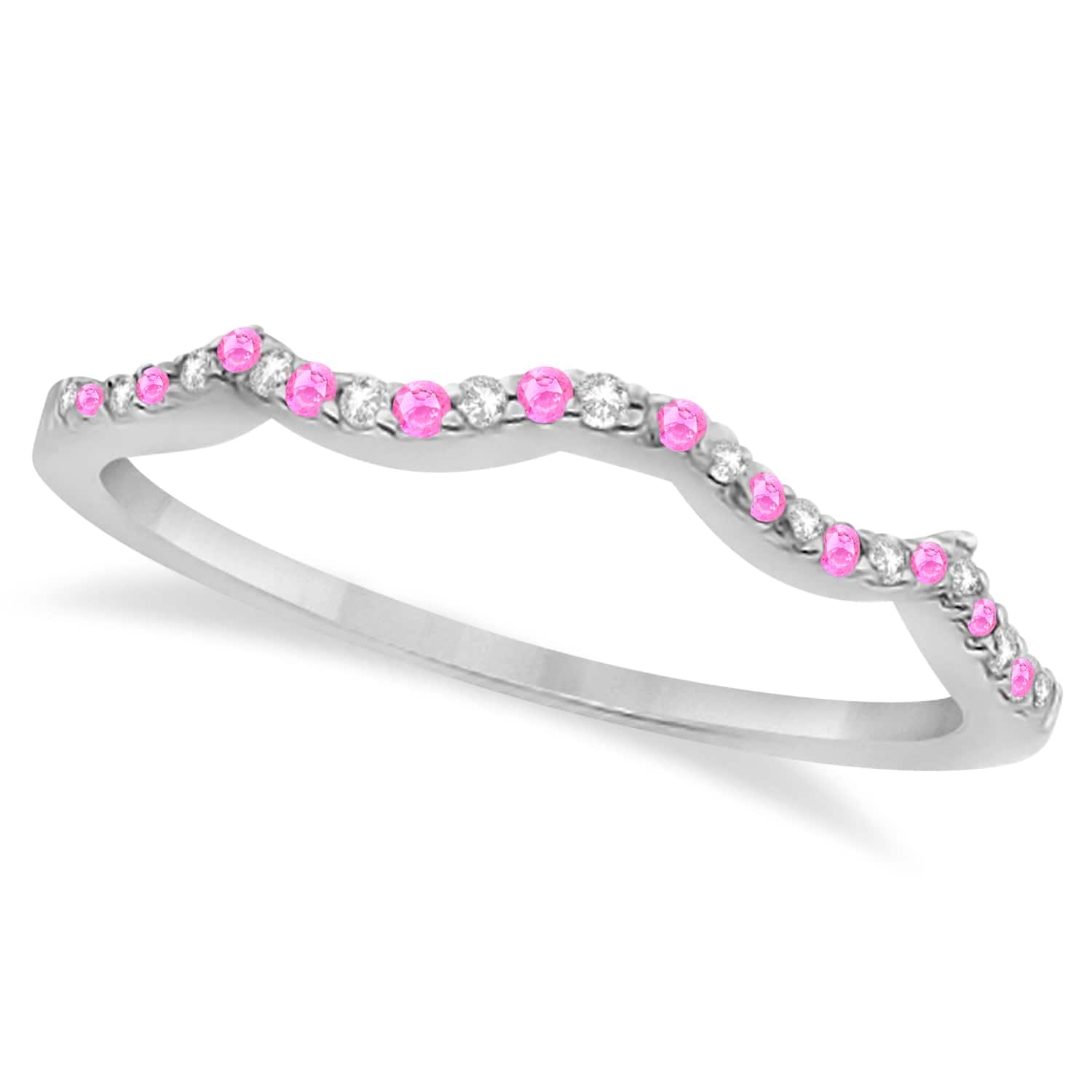 Diamond & Pink Sapphire Infinity Style Bridal Set Palladium 2.24ct