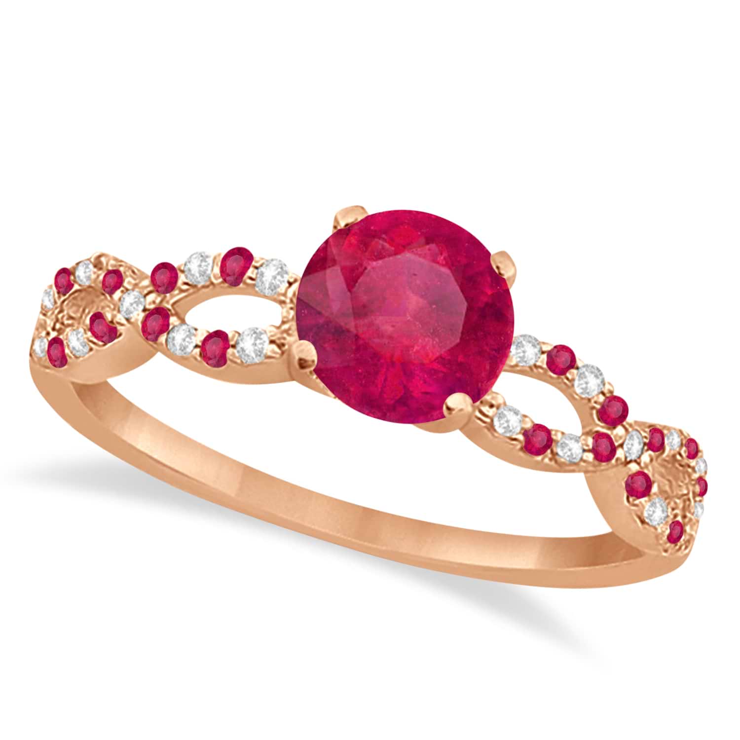 Diamond & Ruby Infinity Engagement Ring 18k Rose Gold 2.00ct