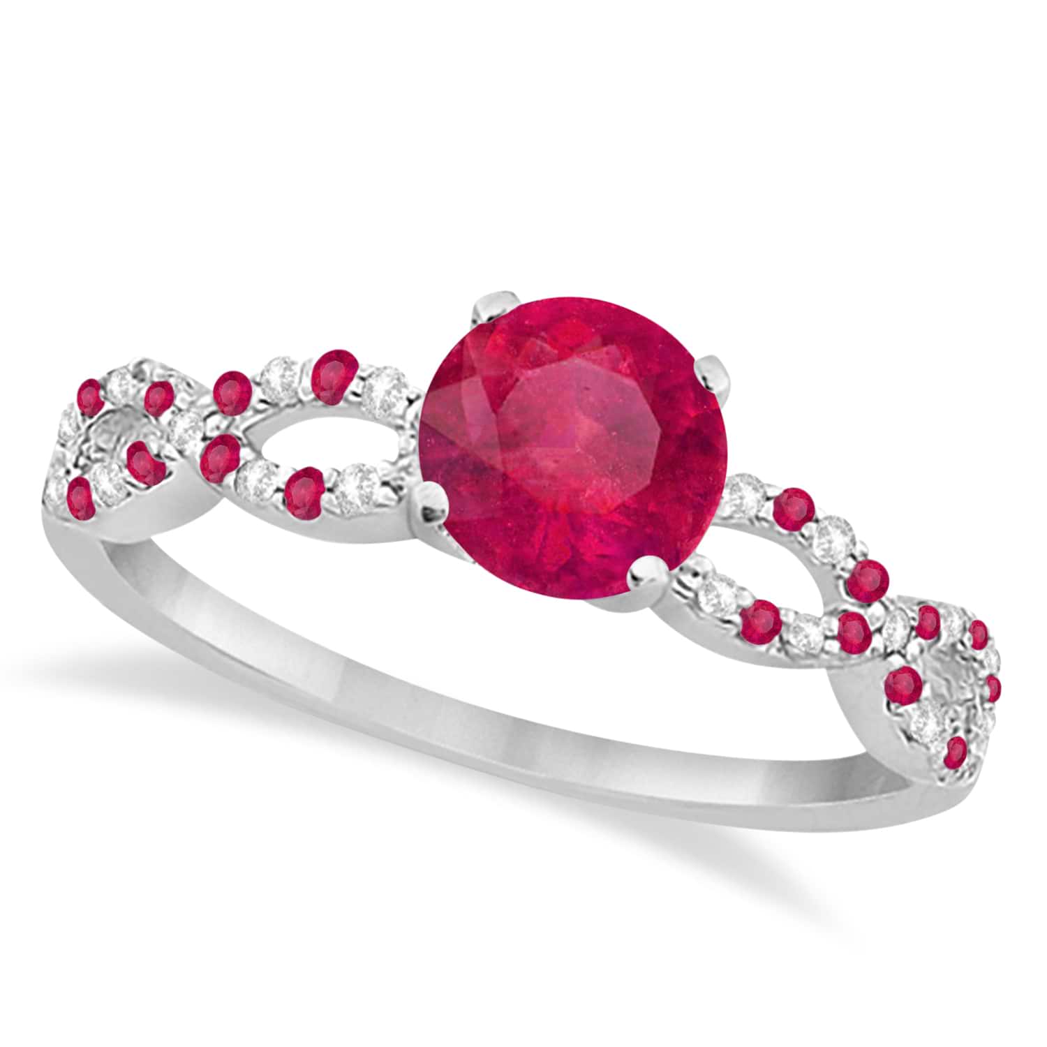 Infinity Diamond & Ruby Engagement Ring Platinum 1.05ct