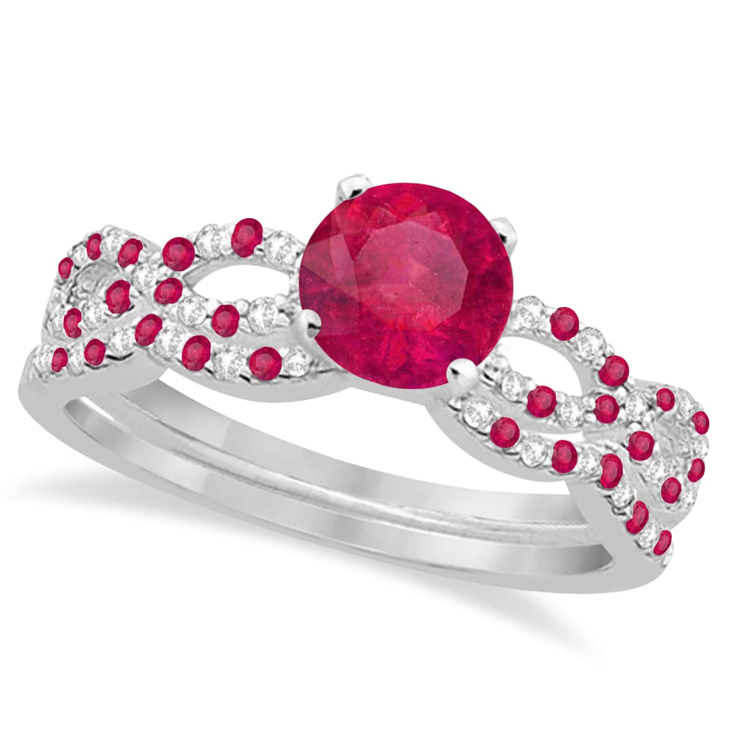 Ruby & Diamond Infinity Style Bridal Set Platinum 1.69ct