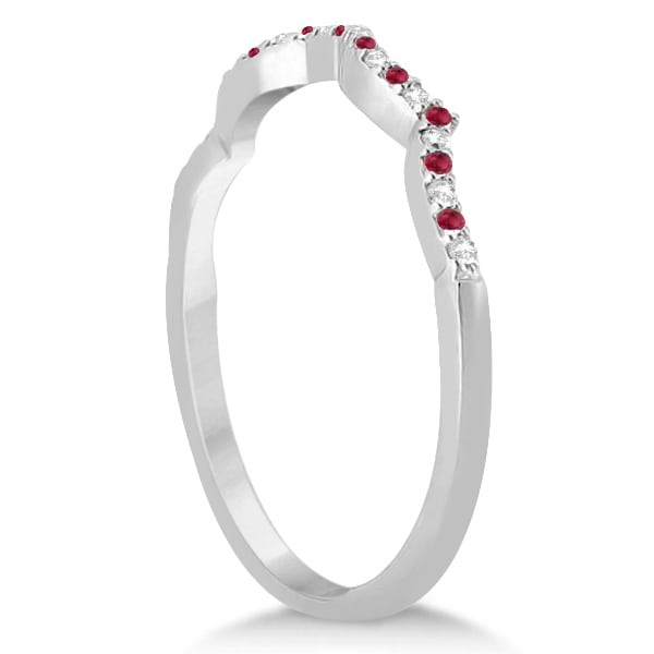 Diamond & Ruby Contour Wedding Band 14K White Gold 0.24ct