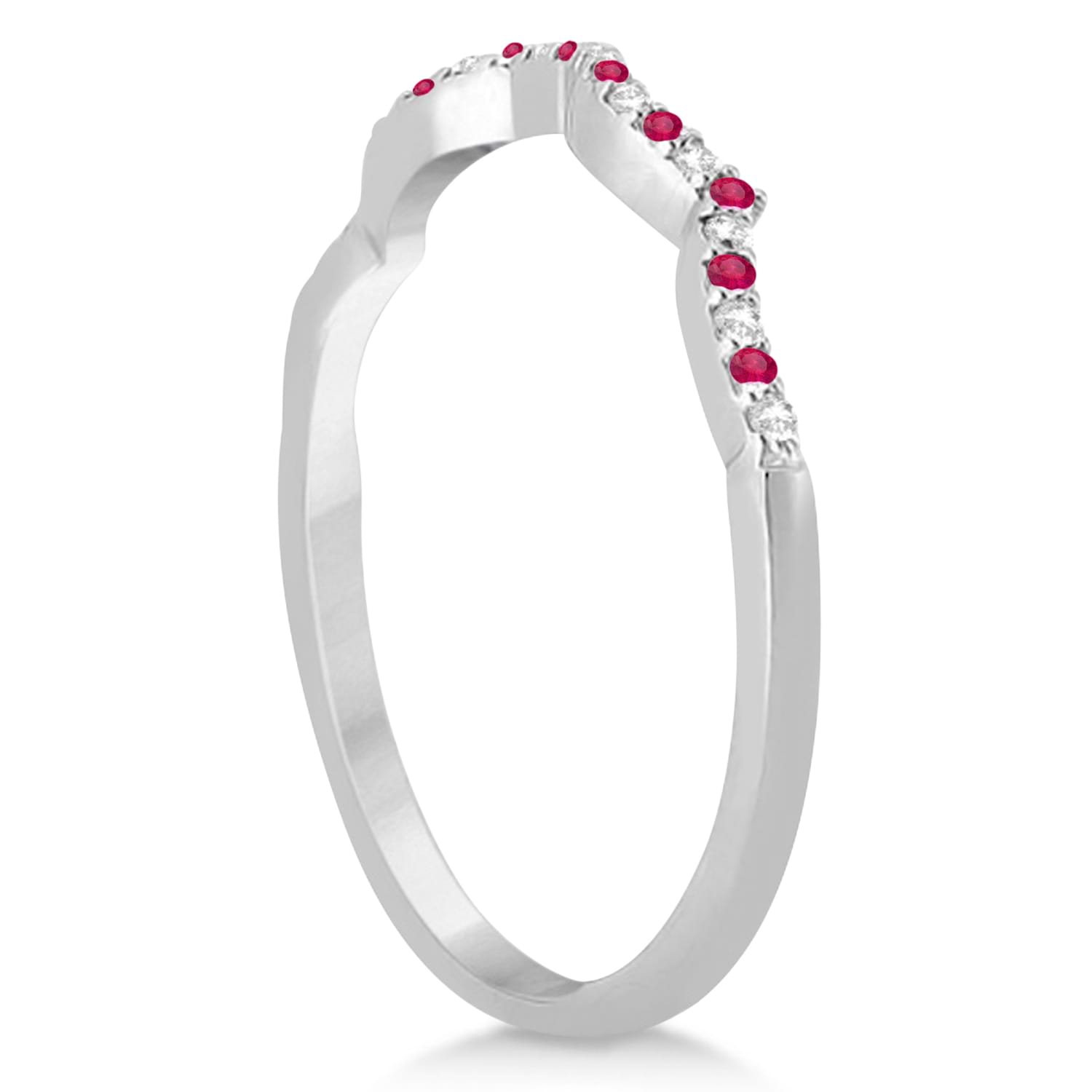 Diamond & Ruby Contour Wedding Band 14K White Gold 0.24ct