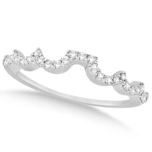 Heart Shape Contoured Diamond Wedding Ring 14k White Gold (0.20ct)